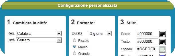 Configuratore meteo Costano